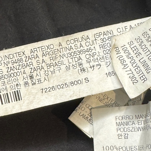 Rare Zara Black Lamb Leather Biker Moto Jacket size S - Picture 6 of 6